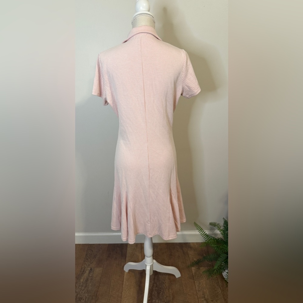 Ivy City Co Piper Peach Houndstooth Collared w/ Godet Hem Sz M - Picture 6 of 13